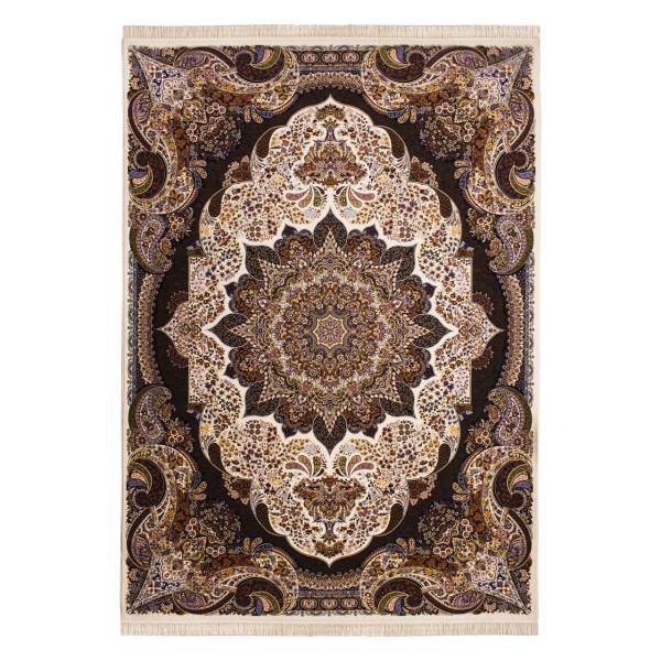 فرش ماشینی خالقی طرح ساغر کد FR195 زمینه کرم