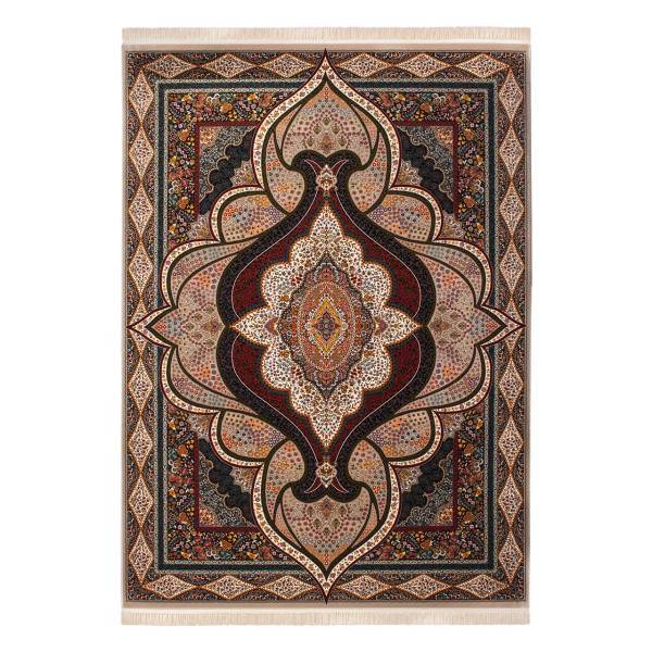 فرش ماشینی تی تا طرح کیمیا کد FR190 زمینه فیلی