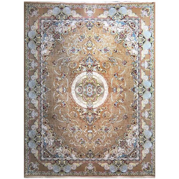 فرش ماشینی عظیم زاده طرح شاندیز گل برجسته کد 9019