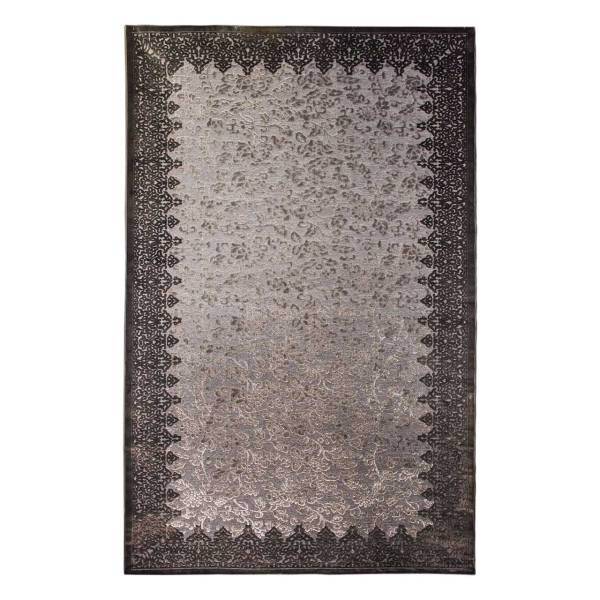 فرش ماشینی سرزمین فرش طرح شانل زمینه نقره ای کد FSM3