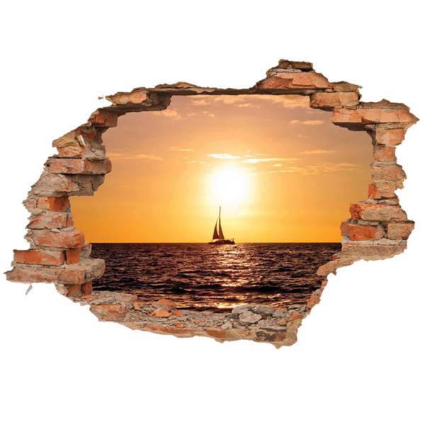 استیکر سه بعدی ژیوار طرح غروب دریا، Zhivar Sunset Of Sea 3D Wall Sticker