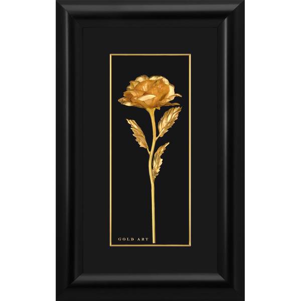 تابلوی طلاکوب زرسام طرح گل رز سایز 22 × 35 سانتی متر، Zarsam Rose Golden Tableau Size 35 x 22 cm