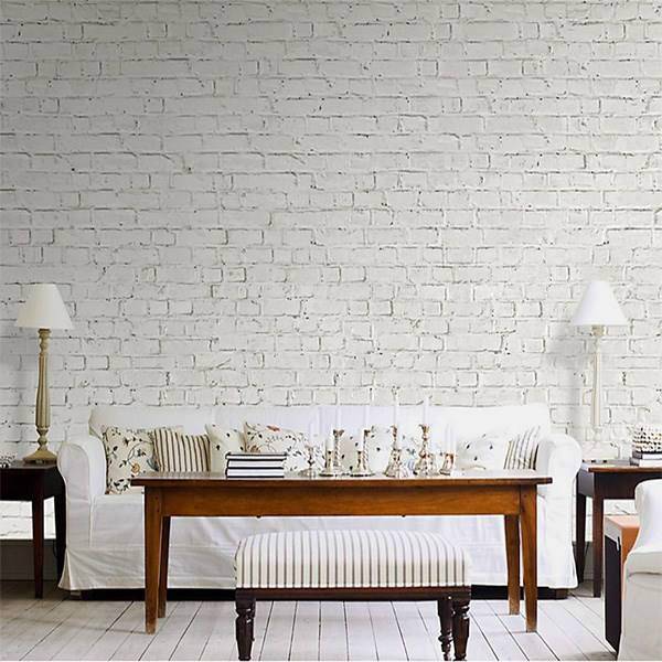 کاغذ دیواری 1وال مدل آجرهای سفید انبار، 1Wall Giant Mural White Loft Brick Wallpaper