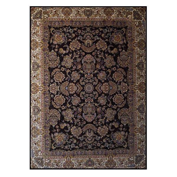 فرش ماشینی قیطران طرح اختر سرمه ای کد 0472
