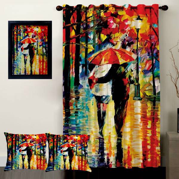 پرده رنس مدل S1-41034 به همراه تابلو و کوسن، Rence S1-41034 Curtain with Tableau and Cushion