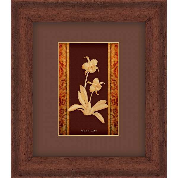 تابلوی طلاکوب زرسام طرح گل ارکیده سایز 35 × 40 سانتی متر، Zarsam Orchid Tableau Size 40 x 35 cm