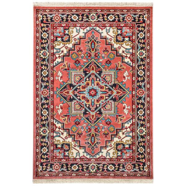 فرش ماشینی سهند کد B045.8J طرح هریس زمینه پیازی، Sahand Model Heris Mechine Made Carpet Code B045.8J Pink