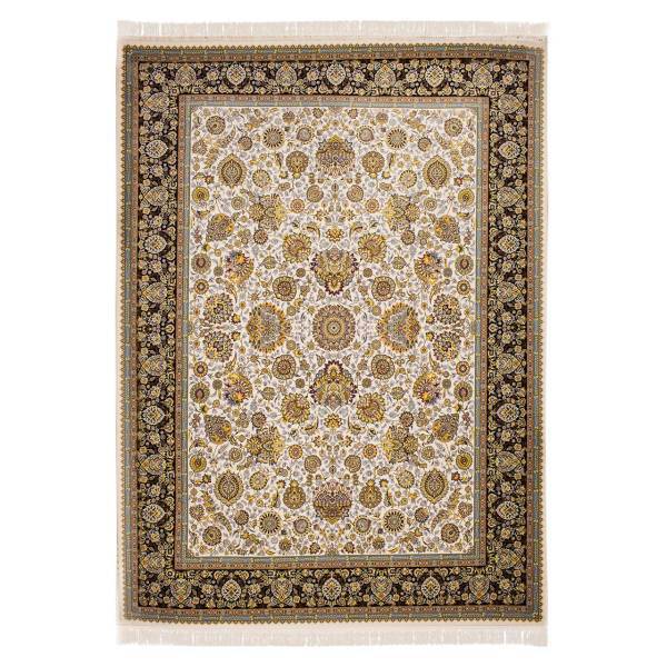 فرش ماشینی کتیبه طرح نازنین کد FR116 زمینه کرم
