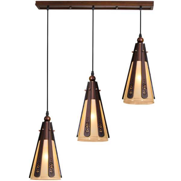 چراغ آویز دارکار مدل کلاب 3 شعله خطی کد 197، Darkar 197 Club Linear Three Branches Hanging Lamp