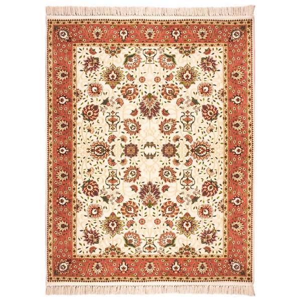 فرش ماشینی فرش کاشان طرح فخر آفاق کد FSM40 زمینه کرم