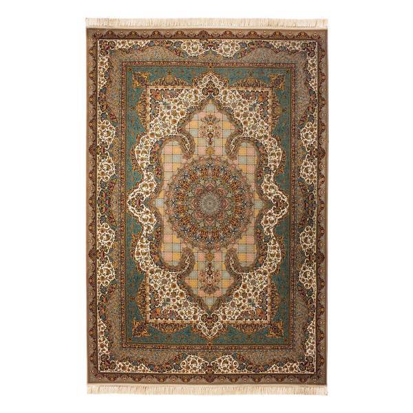 فرش ماشینی کتیبه طرح سالاری کد FR117 زمینه گردویی