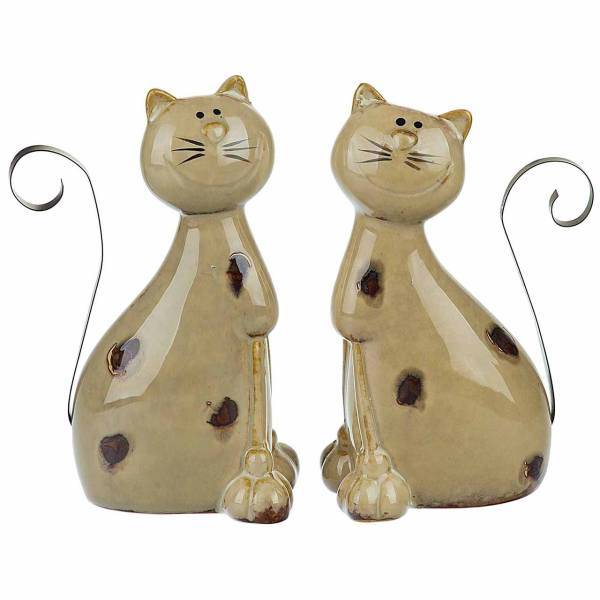 مجسمه گربه سرامیکی 2 عددی، Double Ceramic Cat Statue