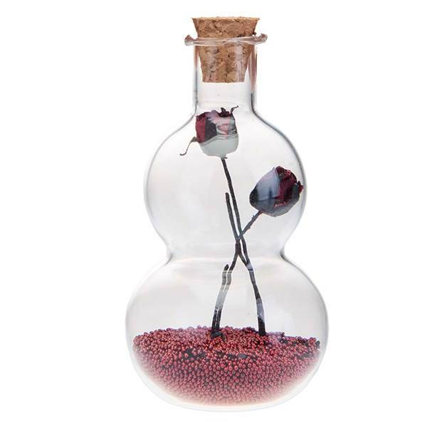 گل رز کوتاه و بلند داخل شیشه 1471B، Short And Tall Rose In Glass 1471B