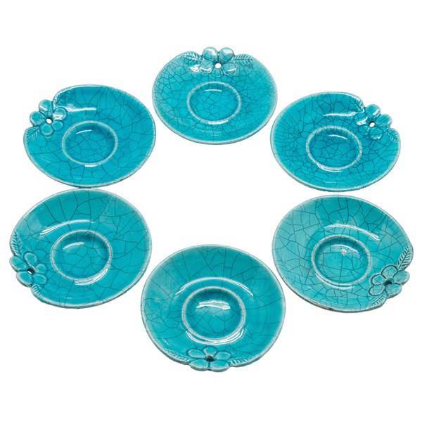 ست هفت سین طرح گل فیروزه ای - 6 تکه، Turquoise Flower Haft Seen Set - 6 Pieces