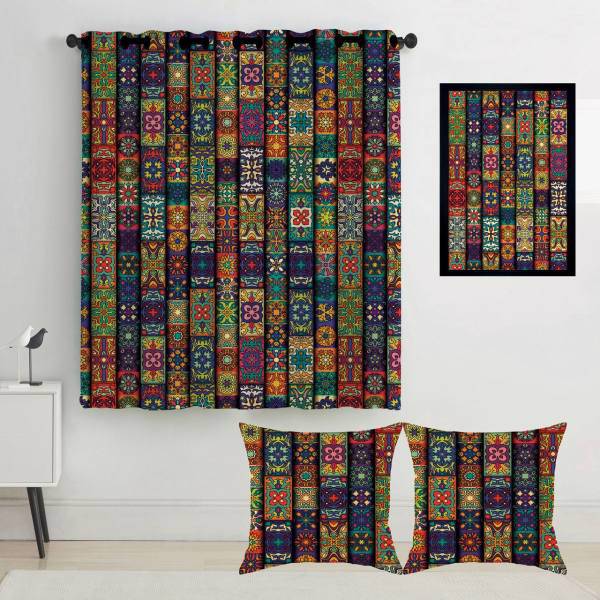 پرده رنس مدل S2-41075 به همراه تابلو و کوسن، Rence S2-41075 Curtain with Tableau and Cushion