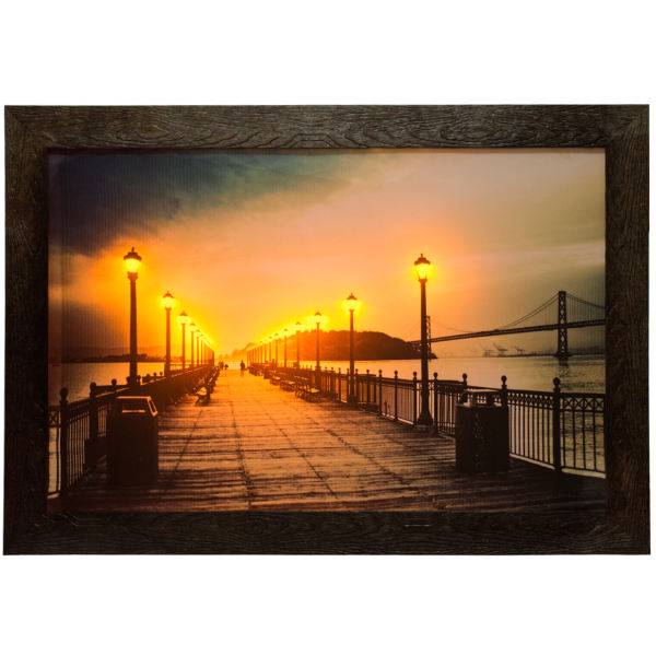 تابلو دیواری ال ای دی بک لایت طرح اسکله بی پایان سایز 54 × 80 سانتی متر