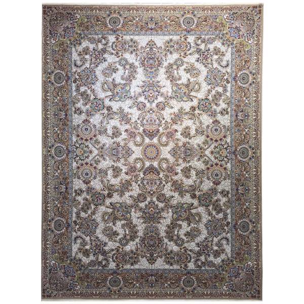 فرش ماشینی عظیم زاده طرح افشان دانژه گل برجسته کد 9028