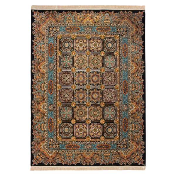 فرش ماشینی کتیبه طرح خوشه کد FR137 زمینه سرمه ای