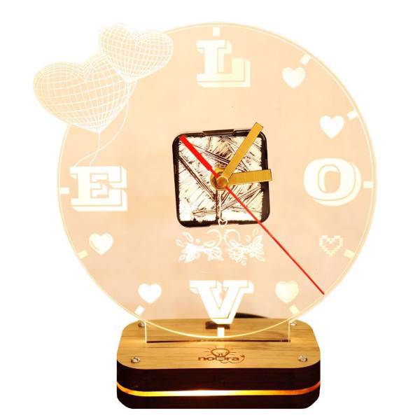 ساعت و شبخواب رومیزی نورا مدل LOVE، Noura LOVE light night table clock