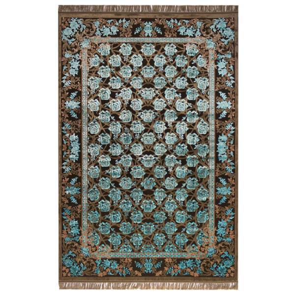 فرش ماشینی عرش طرح آریا زمینه آبی