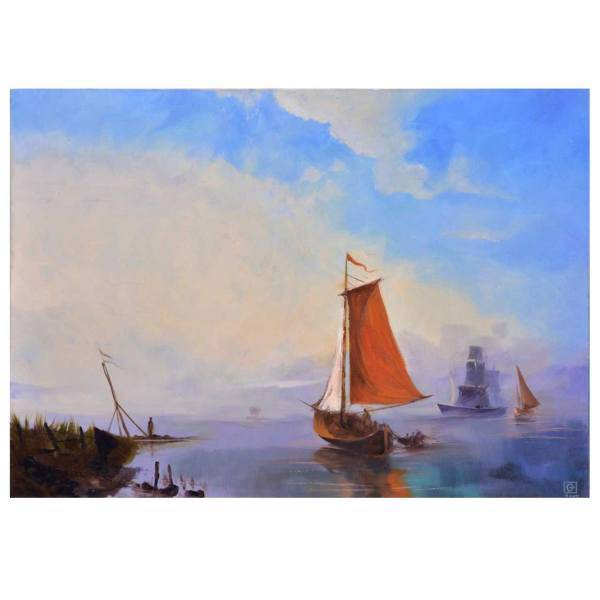 تابلو رنگ روغن روی بوم مدل دریا