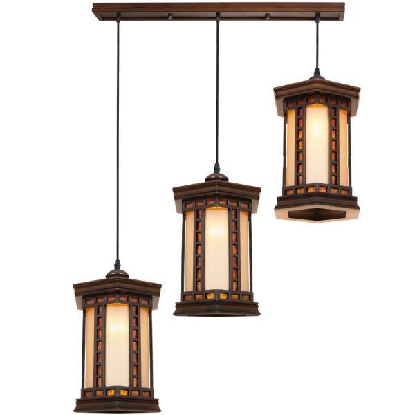 چراغ آویز دارکار مدل سپنتا 3 شعله خطی کد 193، Darkar 193 Sepanta Linear Three Branches Hanging Lamp