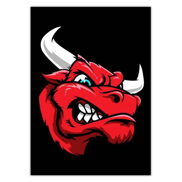 تابلو شاسی ونسونی طرح Angry Red Bull Head سایز 50 × 70، Wensoni Angry Red Bull Head Chassis Size 50 x 70