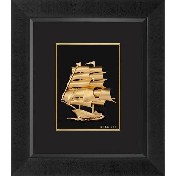 تابلوی طلاکوب زرسام طرح Multiple Ships Sail Vertival سایز 40 × 35 سانتی متر، Zarsam Multiple Ships Sail Vertival Golden Tableau Size 35 x 40 cm