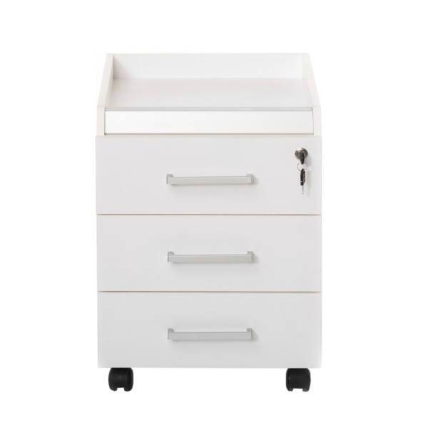 کمد اداری چرخ دار فرآذین مدل FAD-100 سفید، Farazin FAD-100 White Wheeled Cupboard