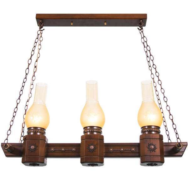 چراغ آویز دارکار مدل روستیک 3 شعله خطی کد 125، Darkar 125 Rostic Linear Three Branches Hanging Lamp