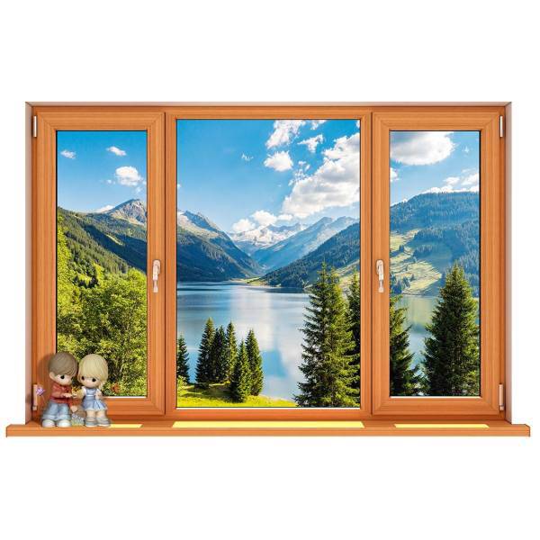 استیکر ژیوار پنجره مجازی رو به دریاچه و کوهستان، Zhivar Window to the Lake and Mountains Sticker