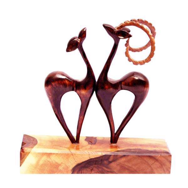 مجسمه چوبی دکو لایف طرح غزال های عاشق کد 13695، Deco Wooden Statue Lucky Ghazal Lover