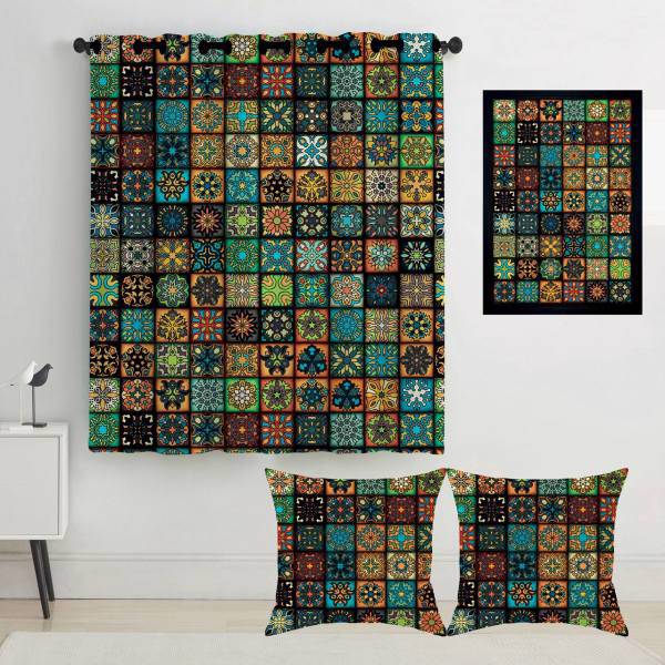 پرده رنس مدل S2-41076 به همراه تابلو و کوسن، Rence S2-41076 Curtain with Tableau and Cushion