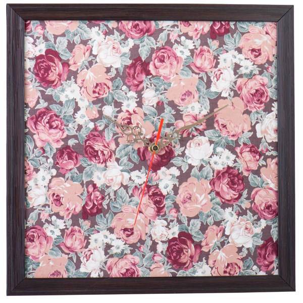 ساعت دیواری عقربه ای 30 × 30 طرح پارچه نقش 2 با قاب قهوه ای کد WEW 51 022، WeWatch WEW 51 022 WallClock