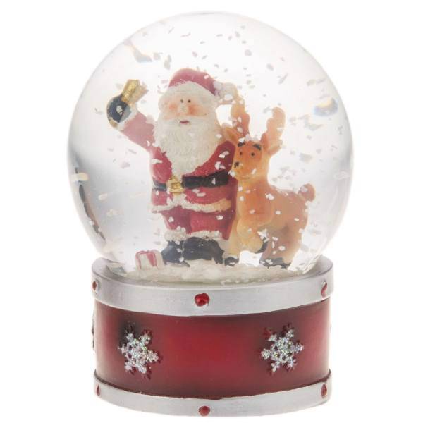 گوی برفی شیشه‌ای هستی لاکسی مدل بابانوئل و گوزن سایز متوسط، Hostiluxi 287-3 Santa Claus Globe Size Medium