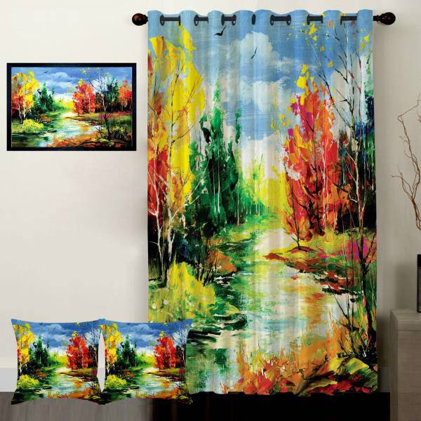 پرده رنس مدل S1-41111 به همراه تابلو و کوسن، Rence S1-41111 Curtain with Tableau and Cushion