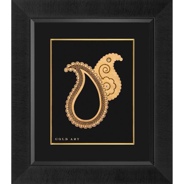 تابلوی طلاکوب زرسام طرح بته جقه سایز 35 × 40 سانتی متر، Zarsam Botte Jeghe Golden Tableau Size 40 x 35 cm