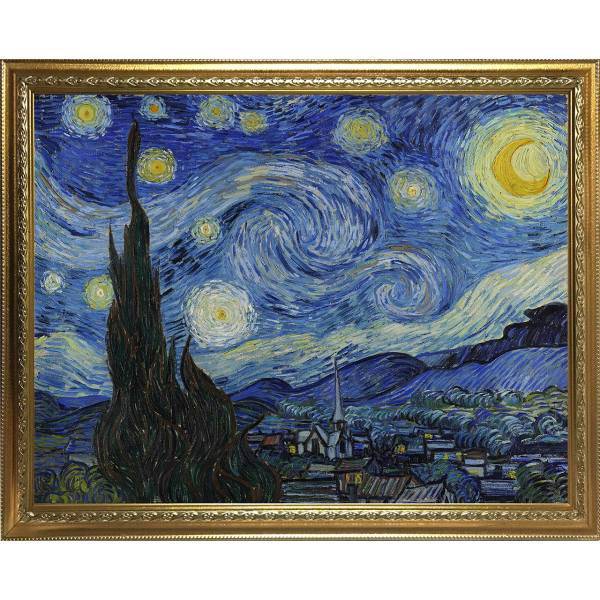 تابلو گالری هنری پیکاسو طرح شب پر ستاره قاب طلایی