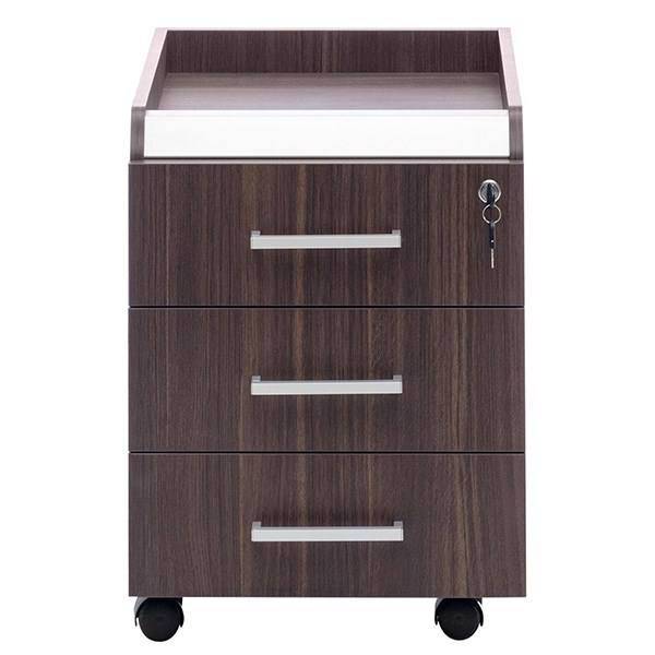 کمد اداری چرخ دار فرآذین مدل FAD-100 بلوطی تیره، Farazin FAD-100 Dark Oak Wheeled Cupboard