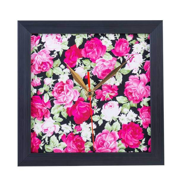 ساعت دیواری عقربه ای 20 × 20 طرح پارچه نقش 10 با قاب سیاه کد WEW 51 010، WeWatch WEW 51 010 WallClock