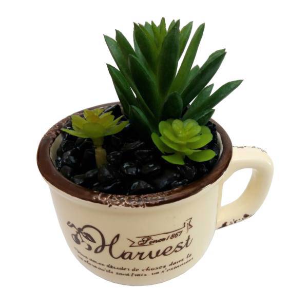 گلدان به همراه گل مصنوعی هاروست مدل Cactus 04
