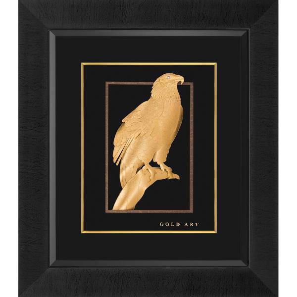 تابلوی طلاکوب زرسام طرح Eagle Wing Closed سایز 40 × 35 سانتی متر، Zarsam Eagle Wing Closed Golden Tableau Size 35 x 40 cm