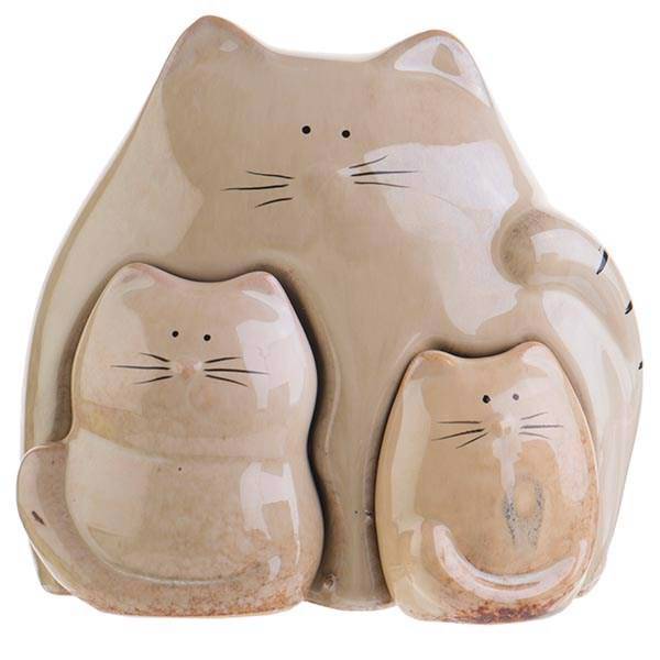 مجسمه دکوری پیشی ها و مادرشان، Mother Cat And Two Kitties Statue