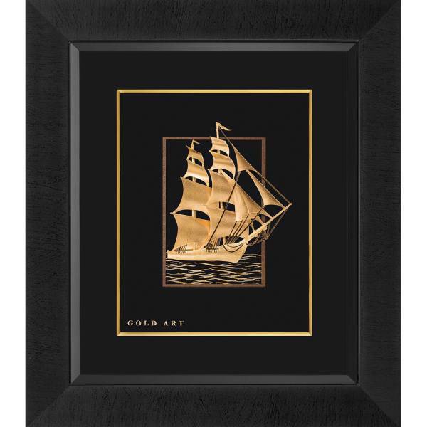 تابلوی طلاکوب زرسام طرح Multiple Ships Sail سایز 40 × 35 سانتی متر، Zarsam Multiple Ships Sail Golden Tableau Size 35 x 40 cm