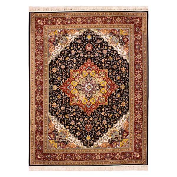 فرش ماشینی کتیبه طرح هریس کد FR154 زمینه سورمه ای