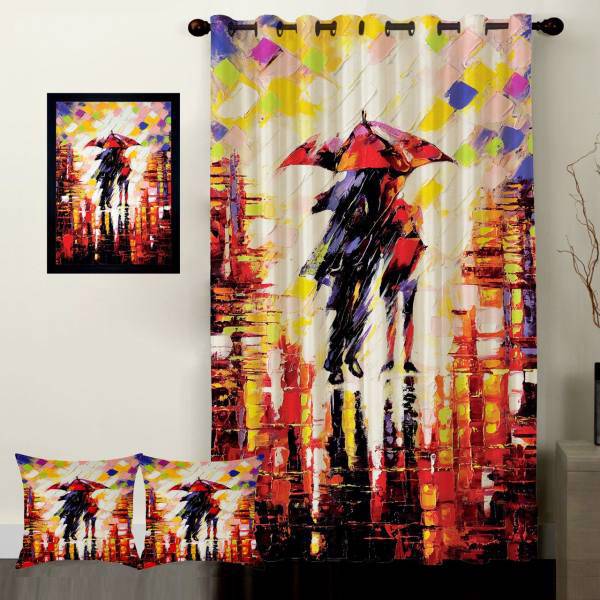 پرده رنس مدل S1-41105 به همراه تابلو و کوسن، Rence S1-41105 Curtain with Tableau and Cushion