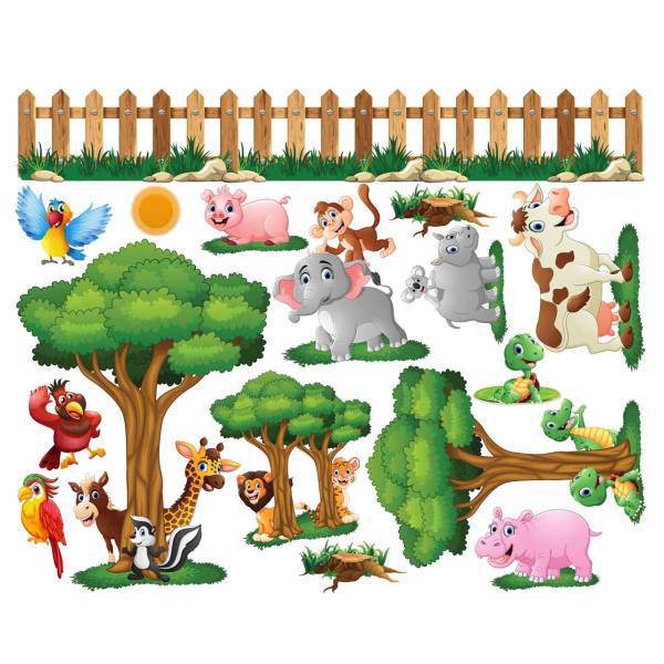 استیکر دیواری ژیوار طرح حیوانات دوست داشتنی، Zhivar Lovely Animals Wall Sticker