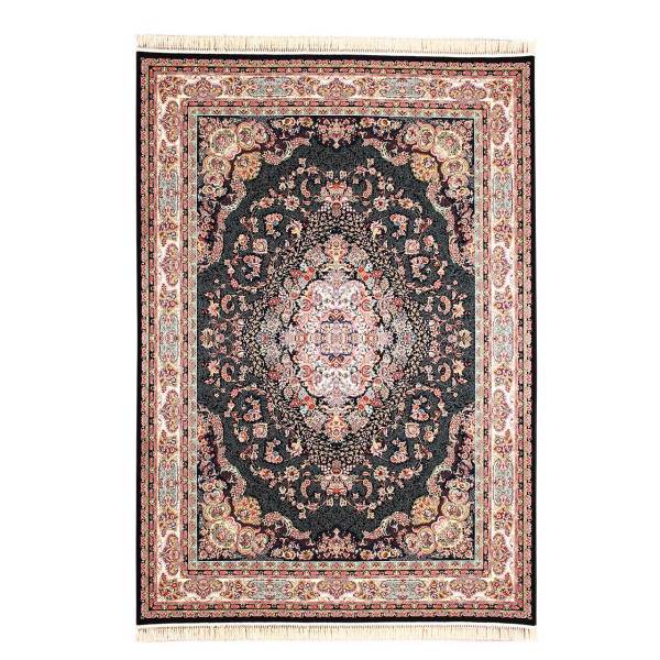 فرش ماشینی شاهرخ طرح خطیبی کد FR73 زمینه سورمه‌ ای