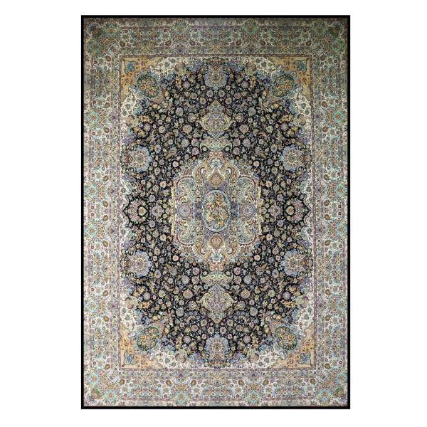فرش ماشینی خاطره کویر کاشان طرح سالاری کد 0463 زمینه سرمه ای