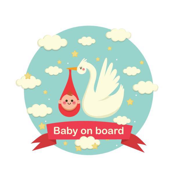 استیکر کودک سالسو طرح لک لک مدل Baby On Board، Stork Baby On Board Salso Sticker